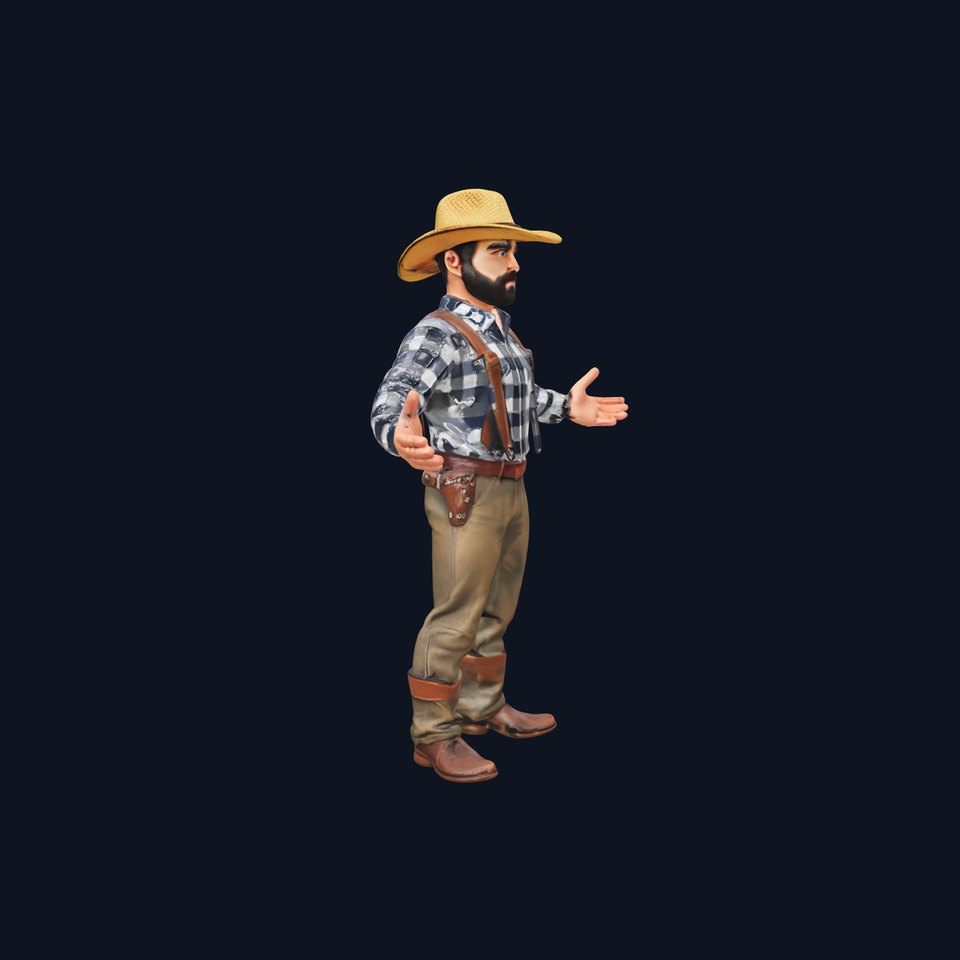 Cowboy Character Rigged and Animated Model